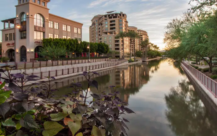 KB Woods PR - Scottsdale Waterfront commercial development at the break of dawn