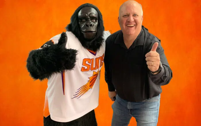 Keith Woods and Phoenix Suns Ape smiling and doing thumbs up