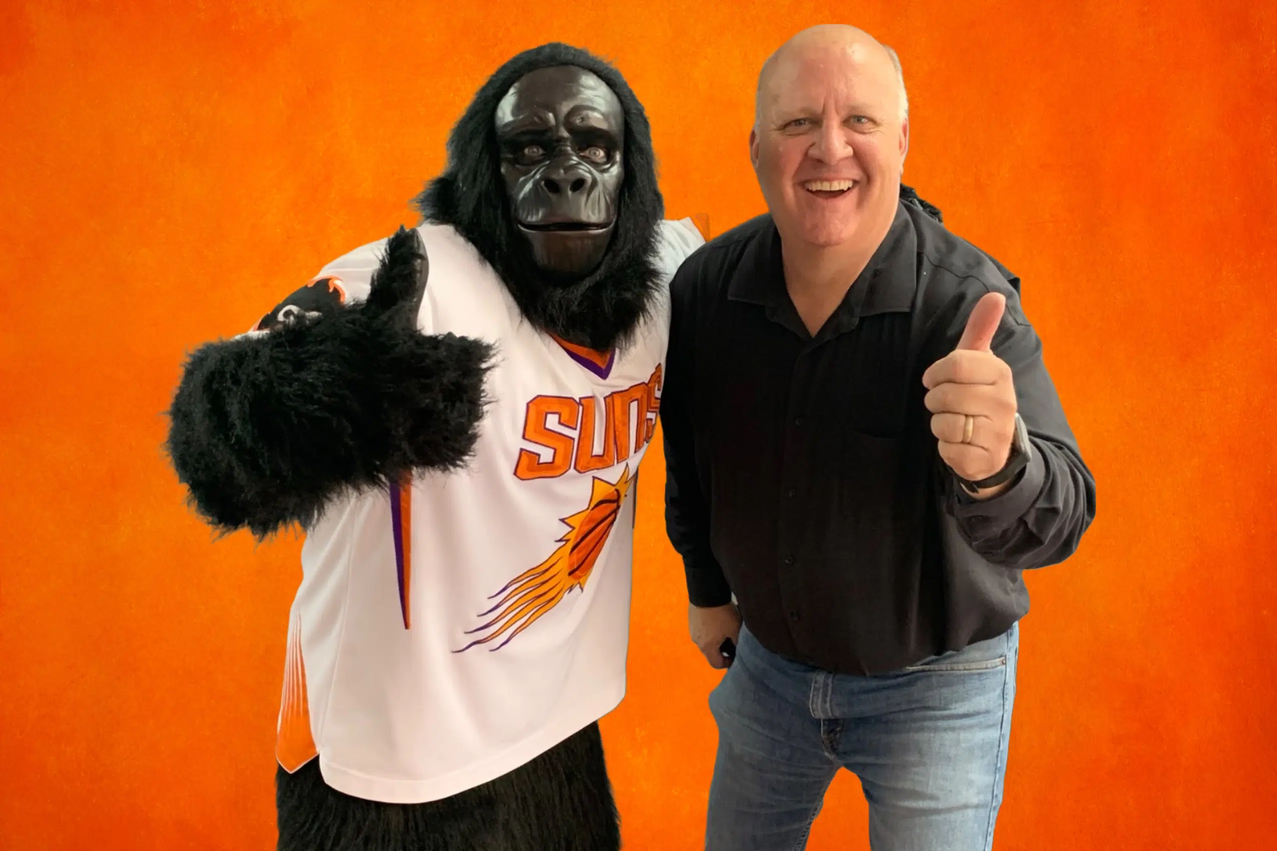 Keith Woods and Phoenix Suns Ape smiling and doing thumbs up
