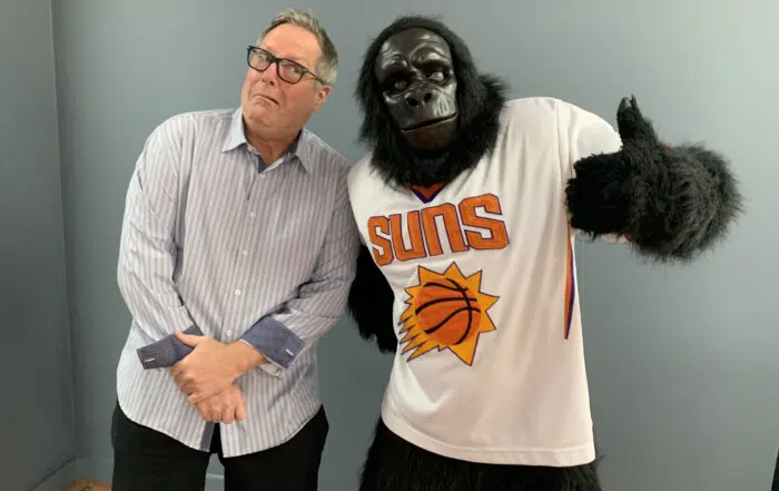 Phoenix Suns mascot with KB Woods client